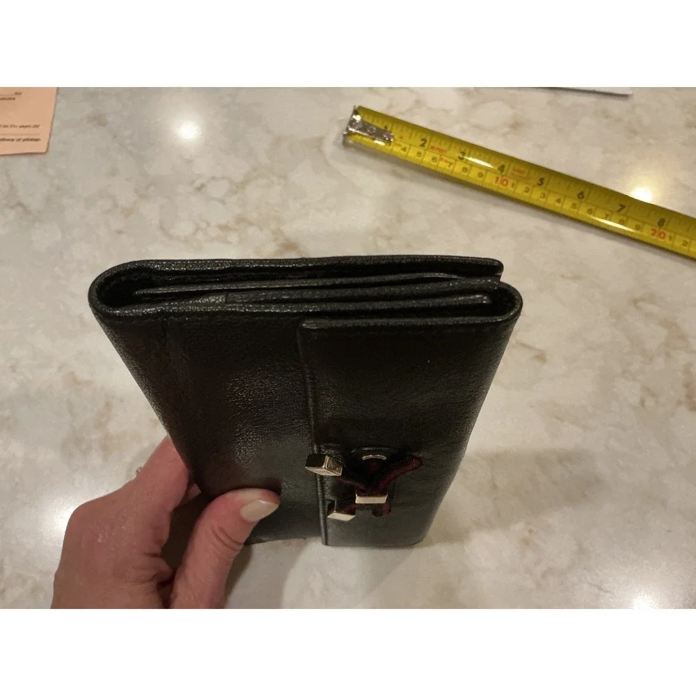 Gucci Black Pebbled Leather Continental Wallet with‎ Red & Blk Ribbon Bow Detail - Picture 13 of 16